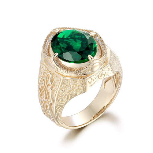Noble Floral Emerald Ring