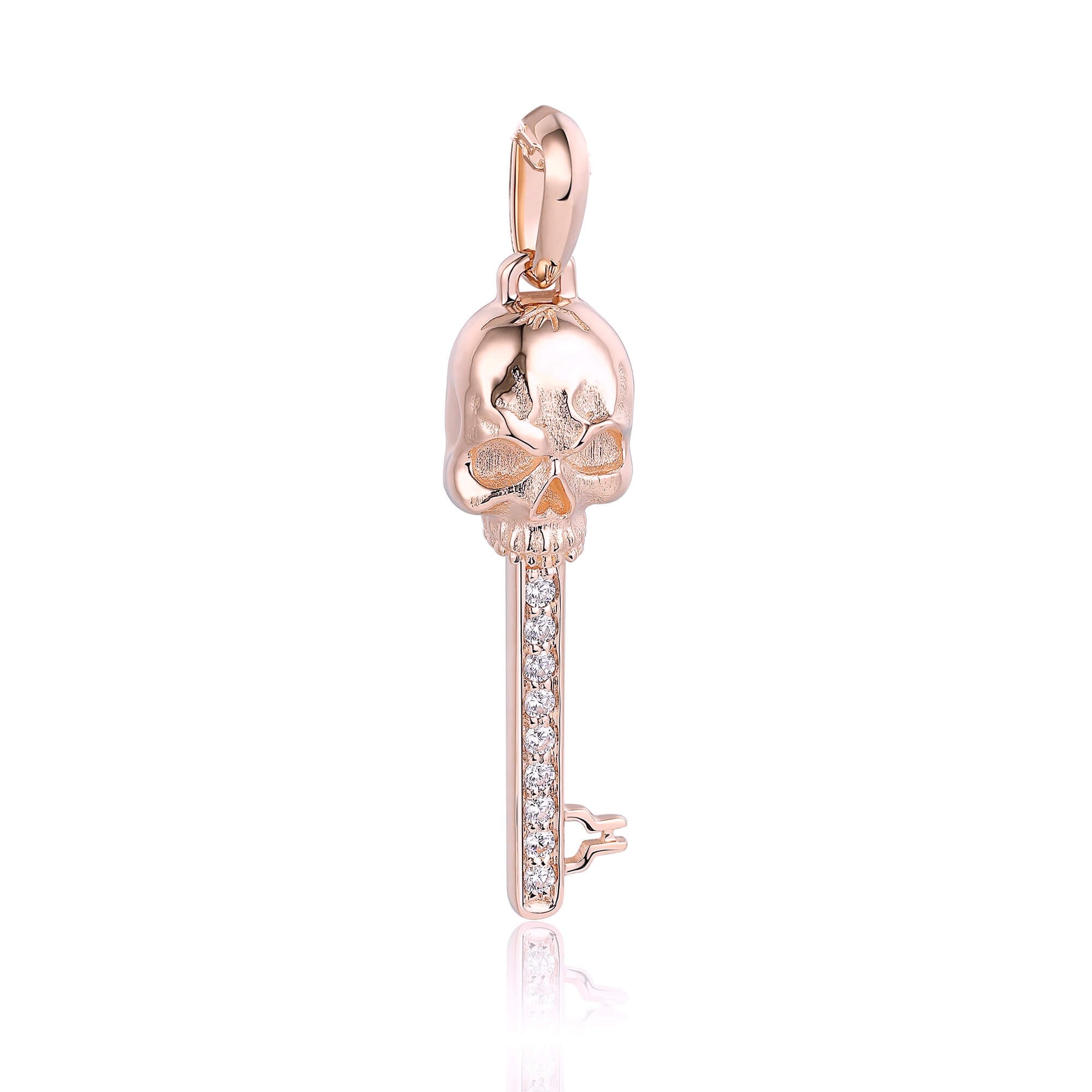 Skull Key Pendant | CZ & Diamond | Liry's Jewelry