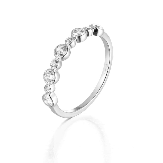 Contemporary Mesh Ring | Gold Womens Fashion Jewelry 925 Silver / White