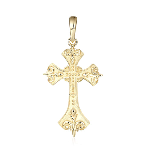 Baroque Fleur de Lis Cross Pendant