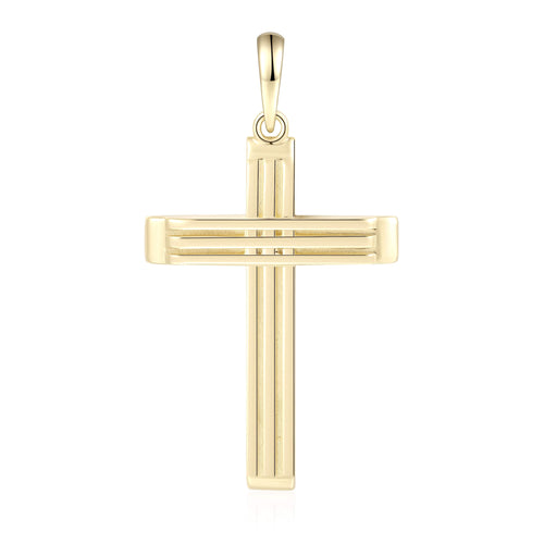 Triple-Groove Channel Cross Pendant
