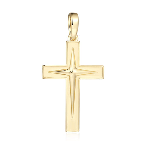 Recessed Groove Bordered Cross Pendant