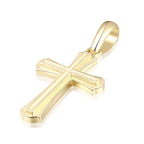 Flared-Tip Groove Cross Pendant