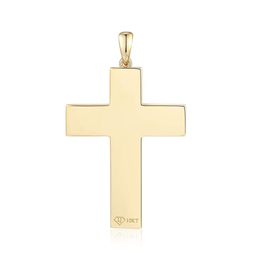 Nugget Texture Stone-Border Cross Pendant