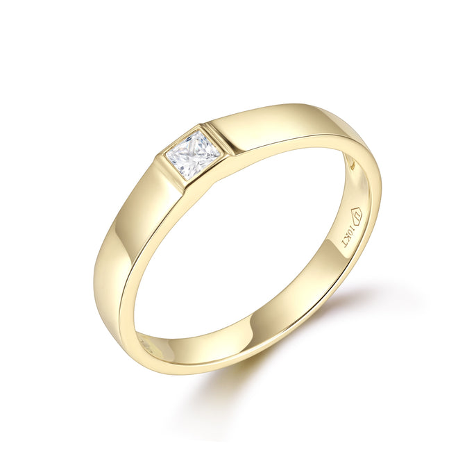 Bezel Set Princess Cut Solitaire Ring