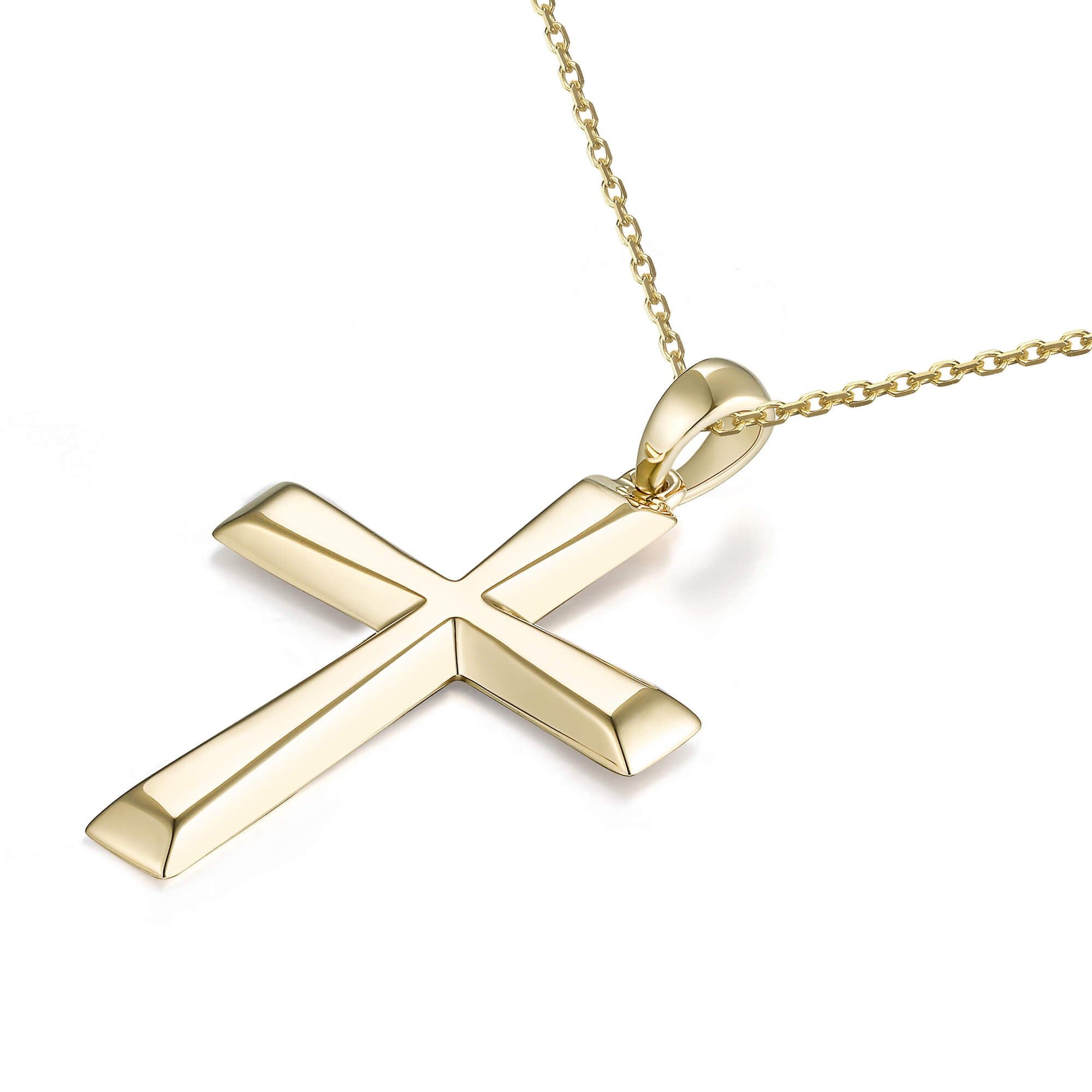Crucifix Necklace - Cross Pendant Necklace In Two Tone
