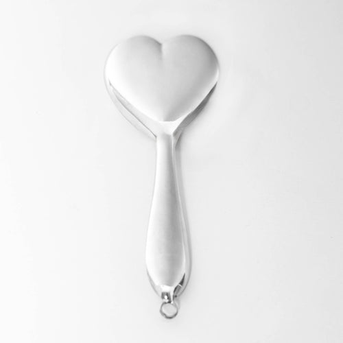 Heart 925 sterling silver baby rattle polished finish newborn gift