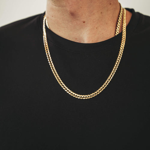 Mens Chain Gold 7mm Curb Chain Necklace Gold Chains for Men Stainless Steel  Chains 7mm Curb Chain 18 / 20 / 22 Chain -  Norway