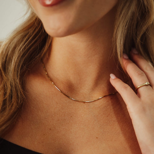 Golden Whisper Box Chain Genuine Gold Jewelry – Liry's Jewelry