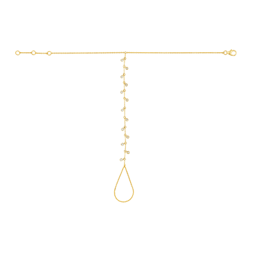 Bezel Diamond Scatter Hand Chain in 14kt yellow gold, side view, natural diamond bezel stations