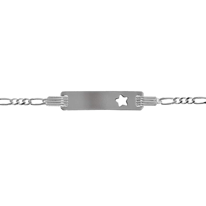 Silver Star Figaro Baby ID Bracelet