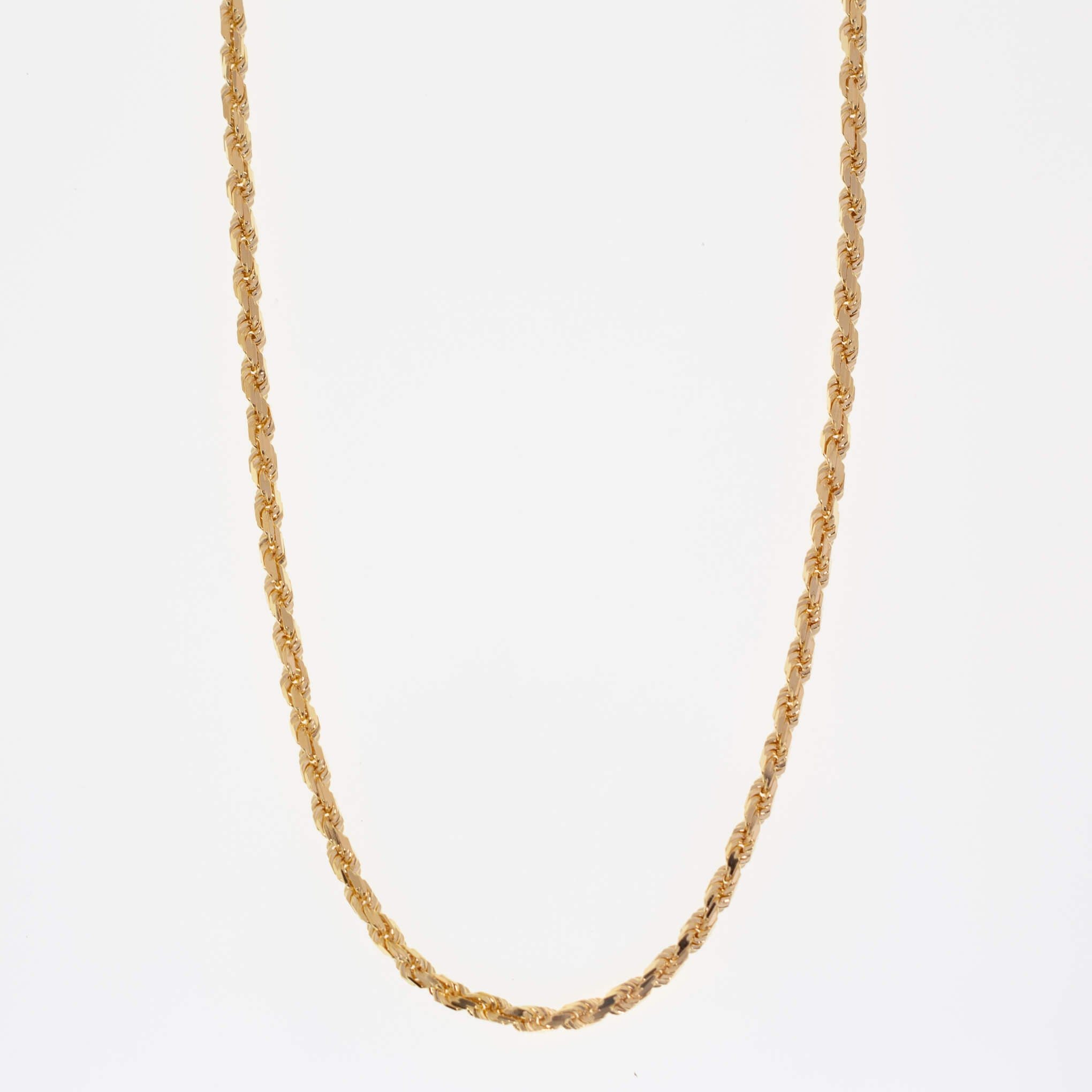 Joyería Unisex Oro Real Collar De Cadena De Cuerda De Oro Amarillo 10k - Anchos 2.5mm, 3mm, 4mm - Longitudes De 16" A 30" - Unisex Oro Puro