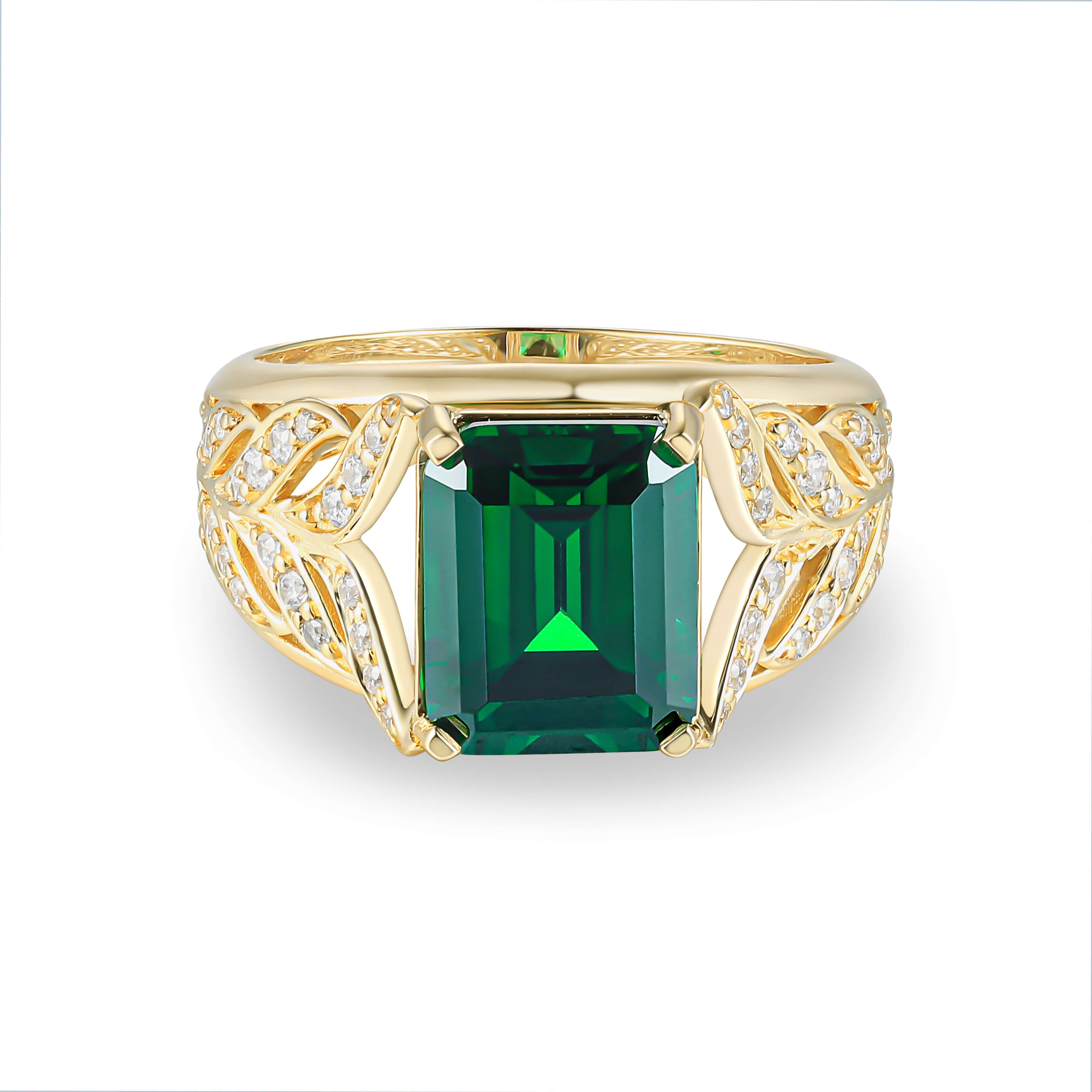 Emerald Leaf Ring | 10kt/14kt/18kt Gold | Liry's Jewelry