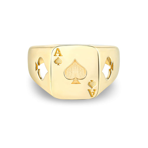 Men's Solid 925 Sterling Silver Ace Of Spades Ring - Size 11, Made In Turkey, Gift Box