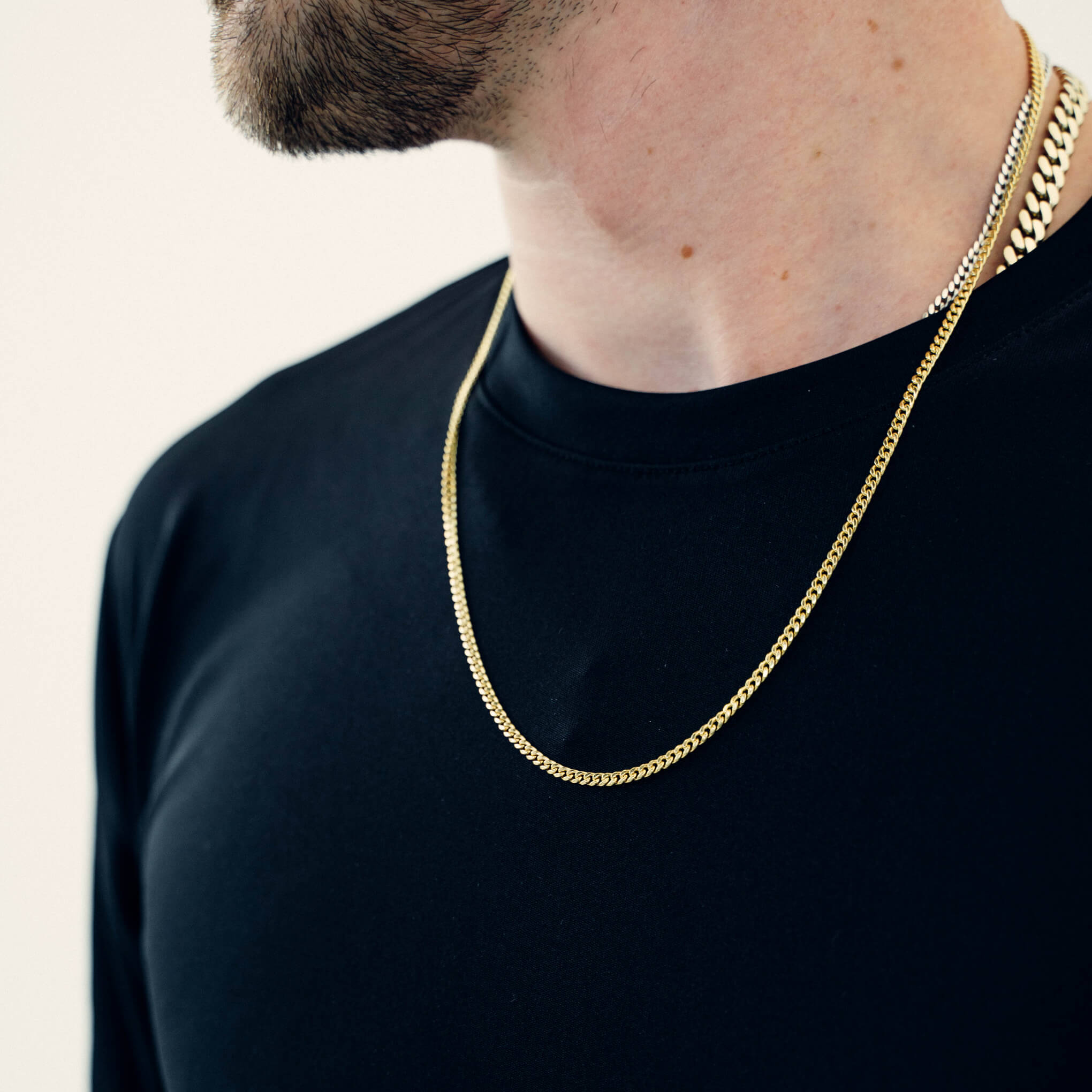 Solid Link Hollow Gold Chain For Men