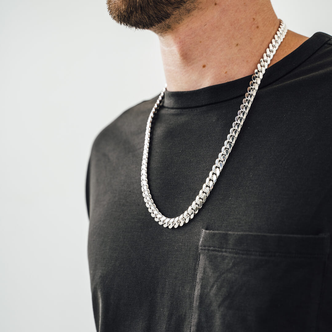 Solid silver deals cuban chain