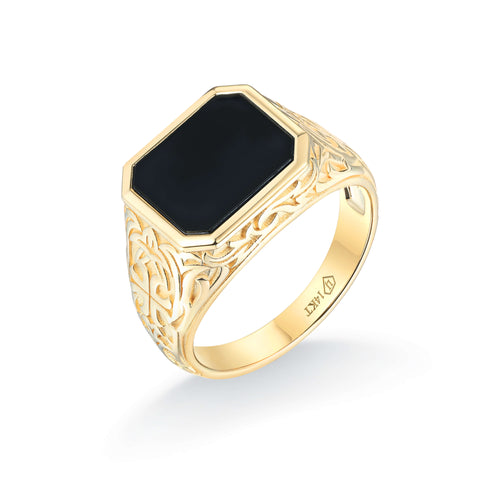 Obsidian Knight Signet Ring