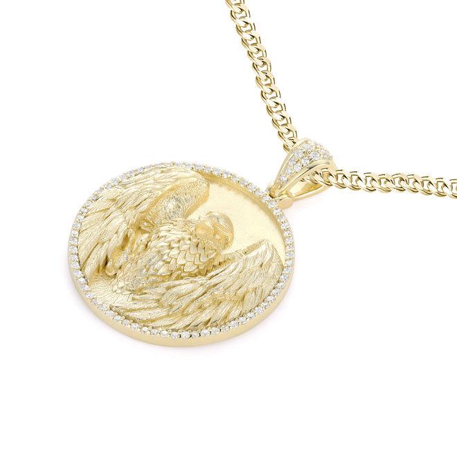 Colgante de águila con borde de diamantes