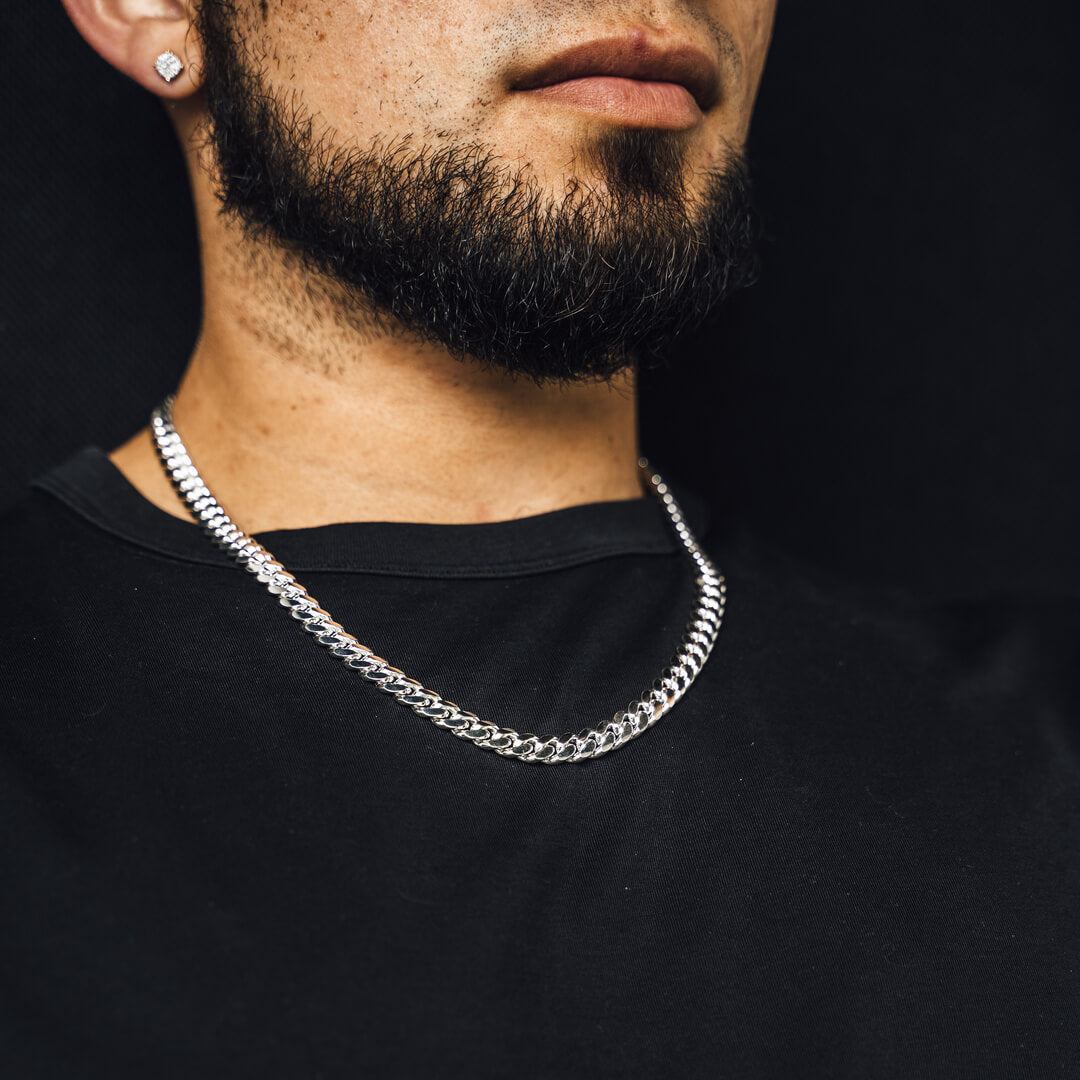 Real cuban link choker on sale silver