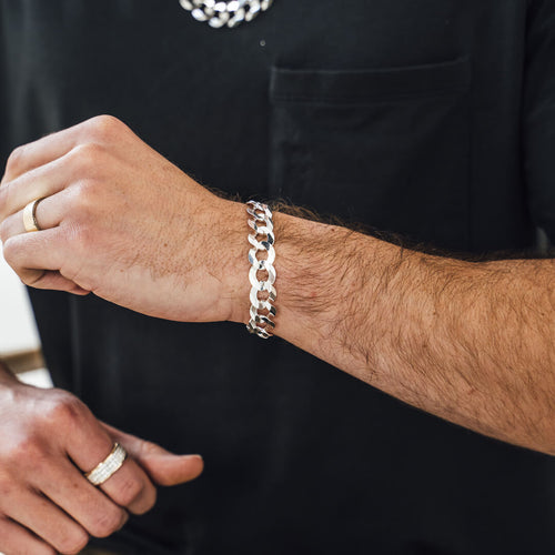 Silver Curb Link Bracelets Unisex 925 Sterling Silver Jewelry