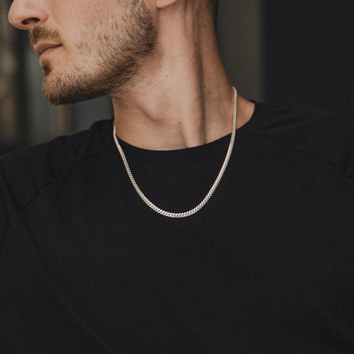 Cadena De Eslabones Cubanos De Miami De Plata De Ley 925