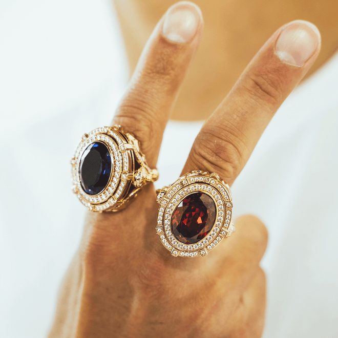 Extra Large gold or silver Stone Ring with phoenix-ring-lirysjewelry