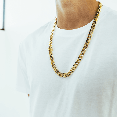 18k Gold Chain Necklace Mens Chains Cuban Curb Thick 5mm Gold -  Israel