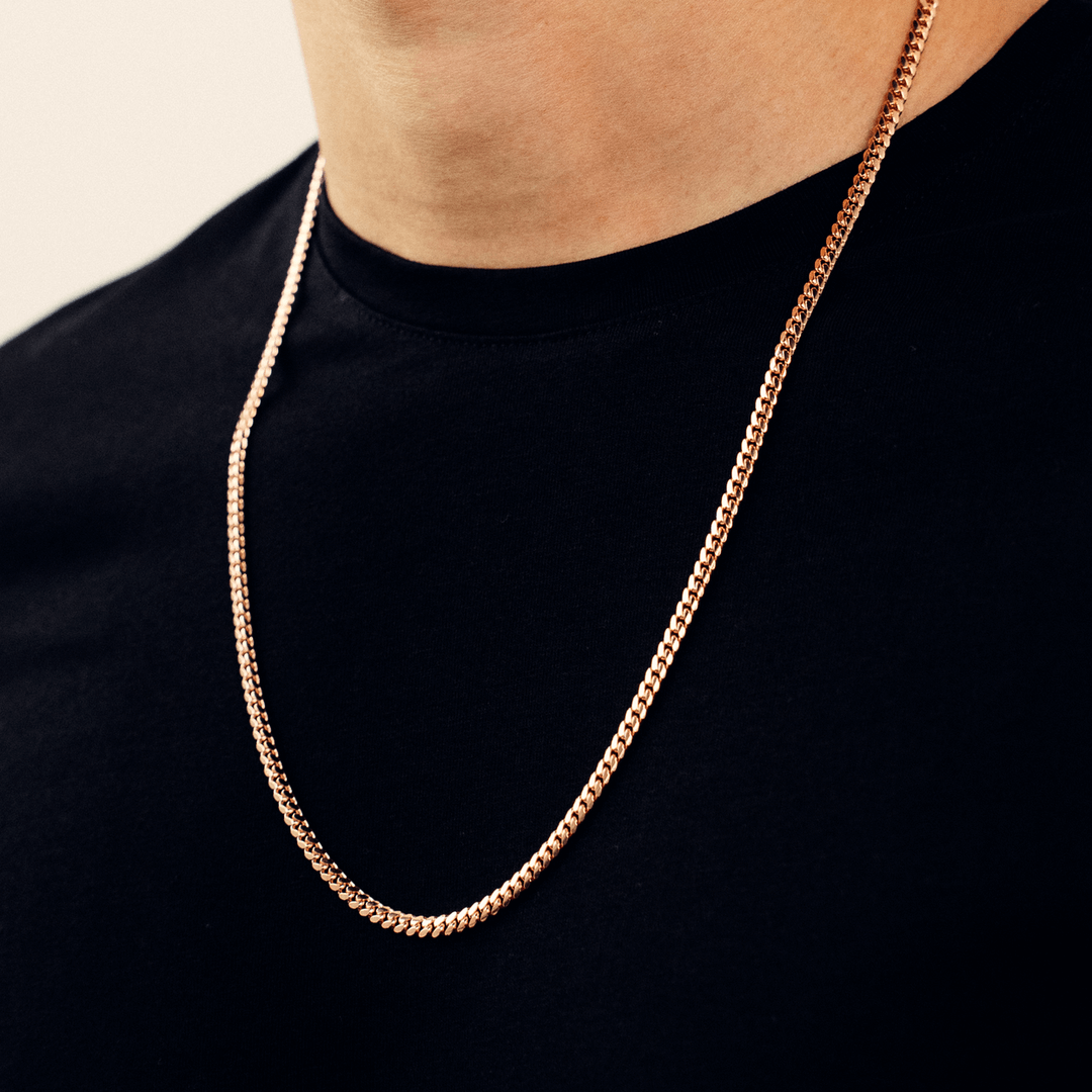 Miami Cuban Link Chain 4mm Genuine Gold Italian Machine-Made