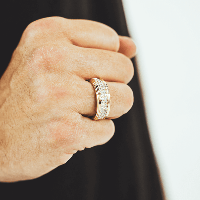 Genuine Gold Mens Double Row Wedding Band-ring-lirysjewelry