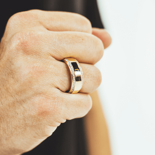 Mens Double channeled Wedding band-ring-lirysjewelry