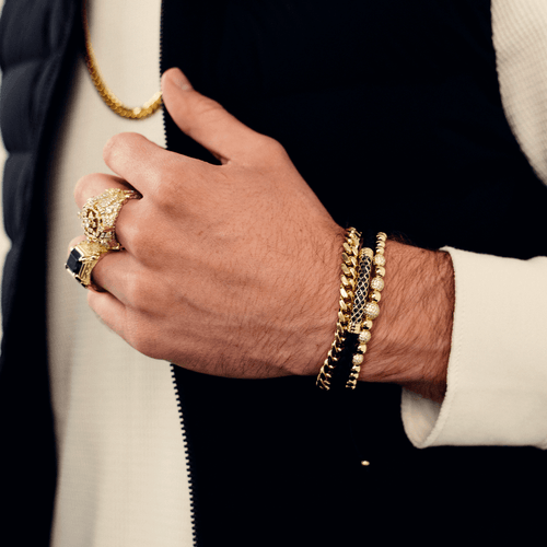 Black stone Gold fashion bracelet 7.4g-bracelet-lirysjewelry