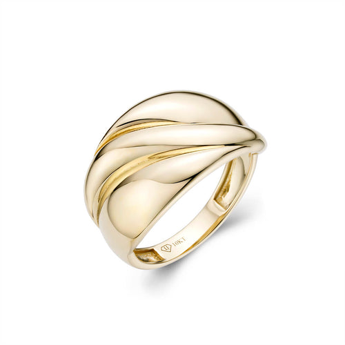 Gold womens 3 wave fashion ring-ring-lirysjewelry