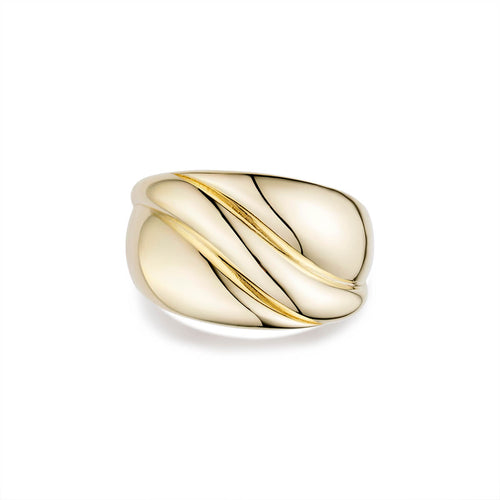 Gold womens 3 wave fashion ring-ring-lirysjewelry
