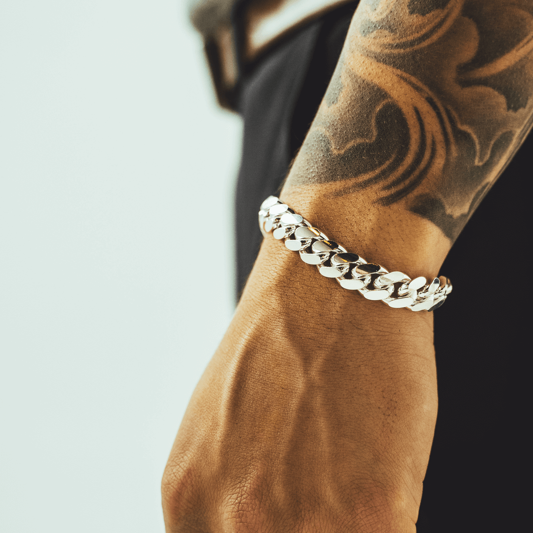 Cuban Link Bracelet Pure Silver Bracelet For Mens Silver Miami