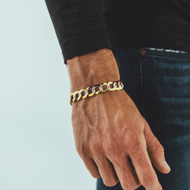Solid Gold Pave Curb Link Bracelets
