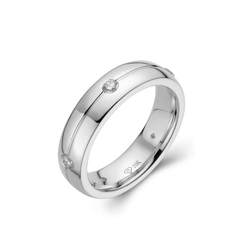 Mens single Grooved Mens Wedding band-ring-lirysjewelry