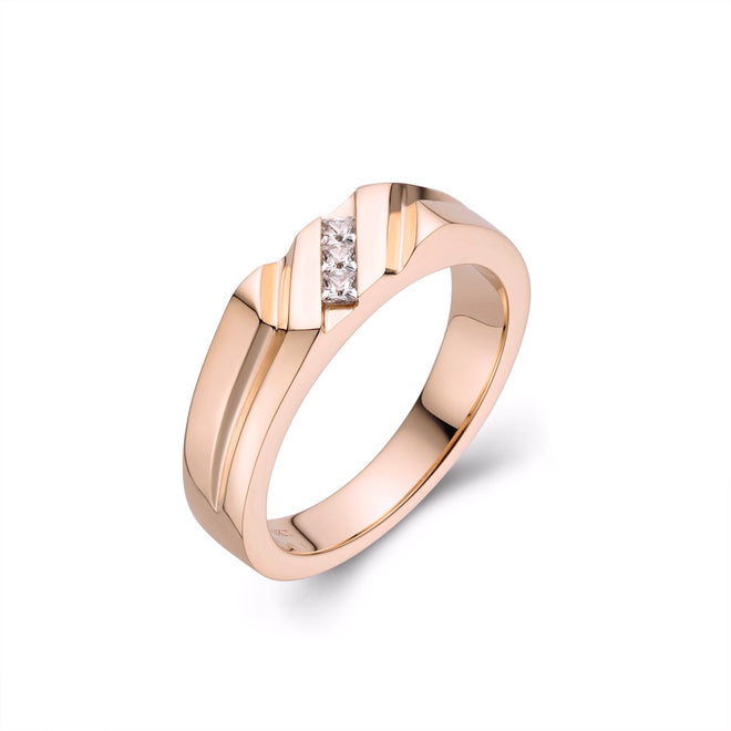 Mens Grooved three stone Wedding band-ring-lirysjewelry