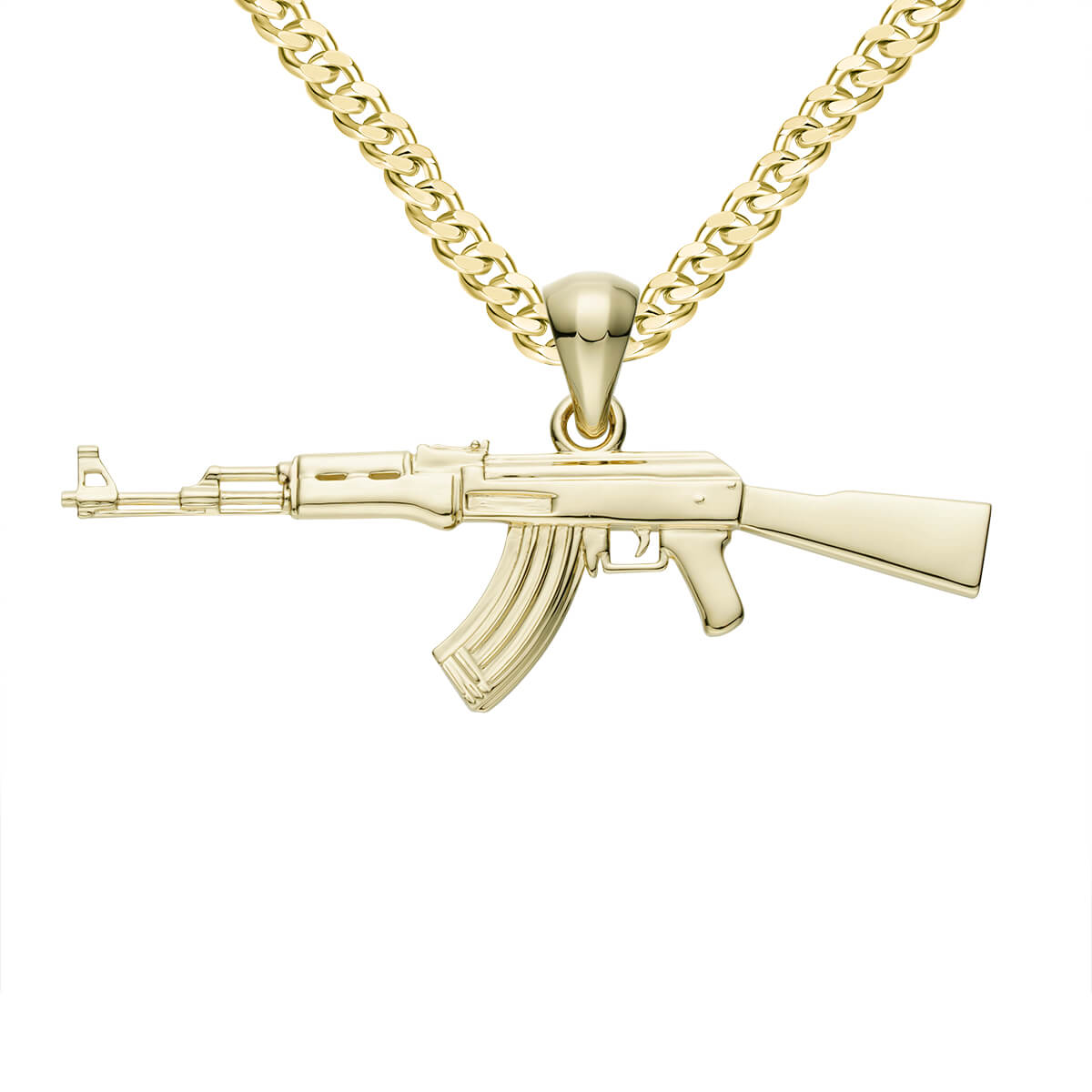 Rose Gold AK-47 Rifle Gun Pendant