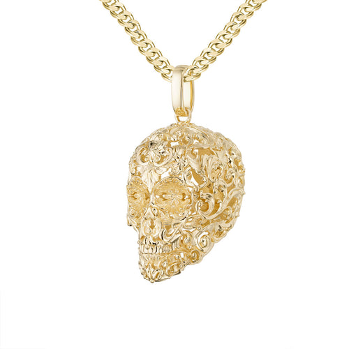 Floral skull-pendant charm-lirysjewelry
