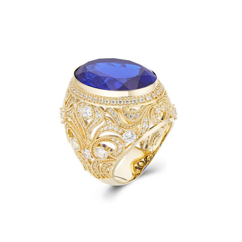 Extra Large Gold/Silver Stone ring-ring-lirysjewelry