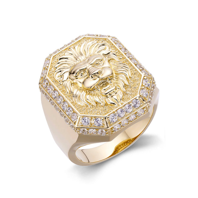 Diamond Bezel Lion Ring-ring-lirysjewelry