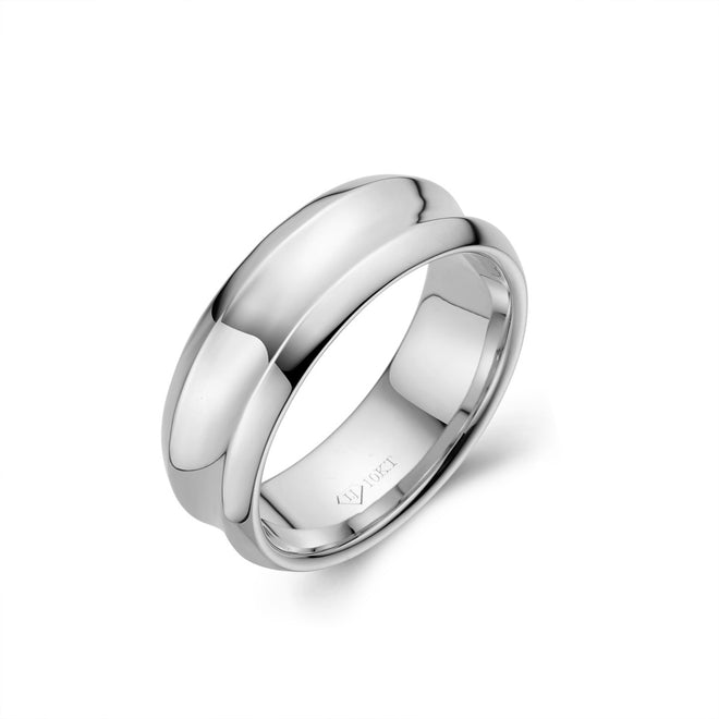 Genuine Gold Curved Mens Wedding Band-ring-lirysjewelry