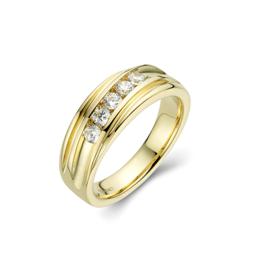 14k outlet CZ 5 stone band ring