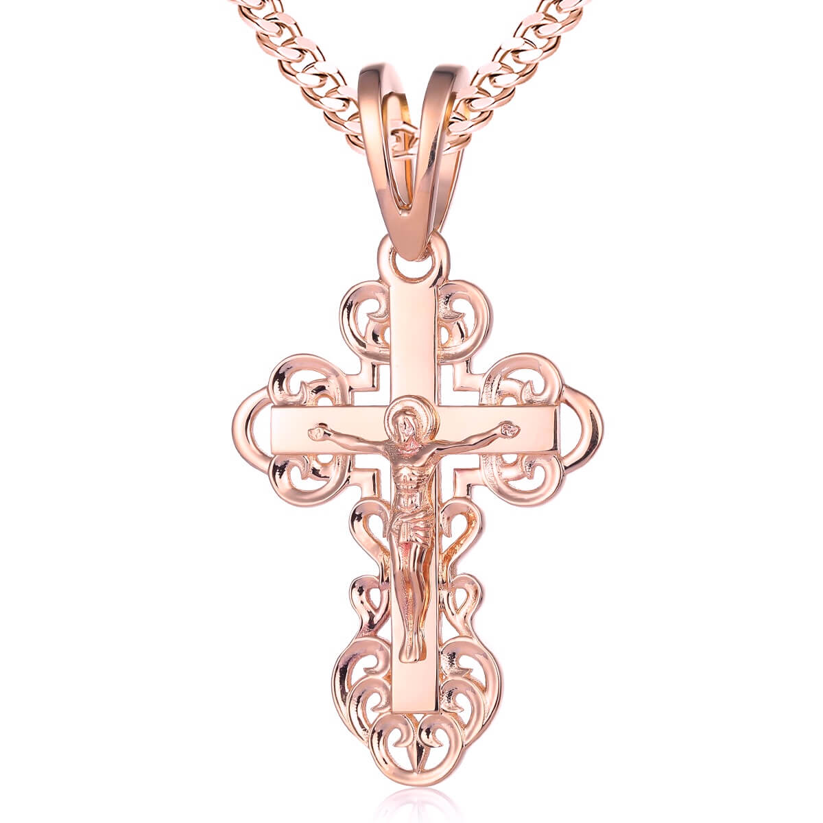 Floral Crucifix | Solid Gold or Silver | Liry's Jewelry