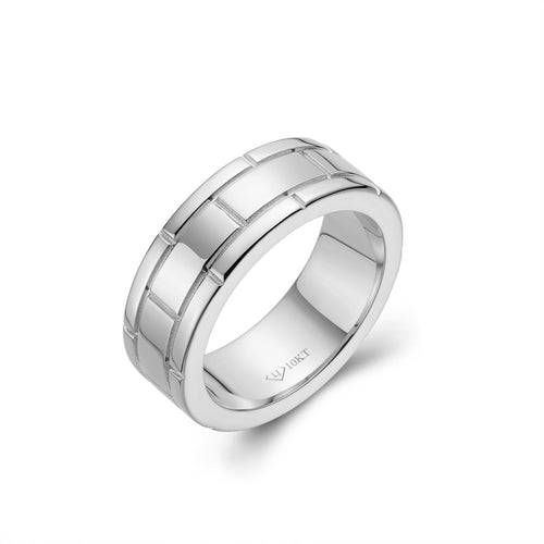 Mens Brick Pattern Wedding Band-ring-lirysjewelry