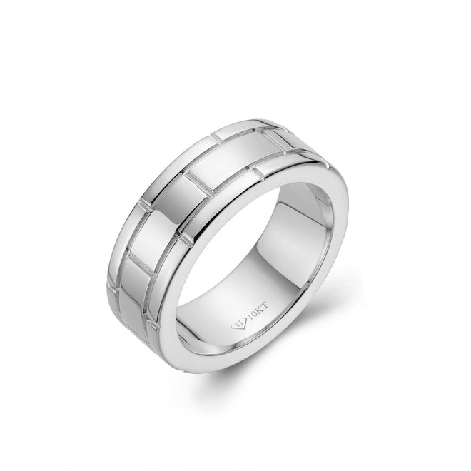 Mens Brick Pattern Wedding Band-ring-lirysjewelry