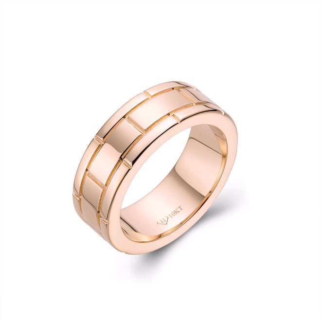 Mens Brick Pattern Wedding Band-ring-lirysjewelry