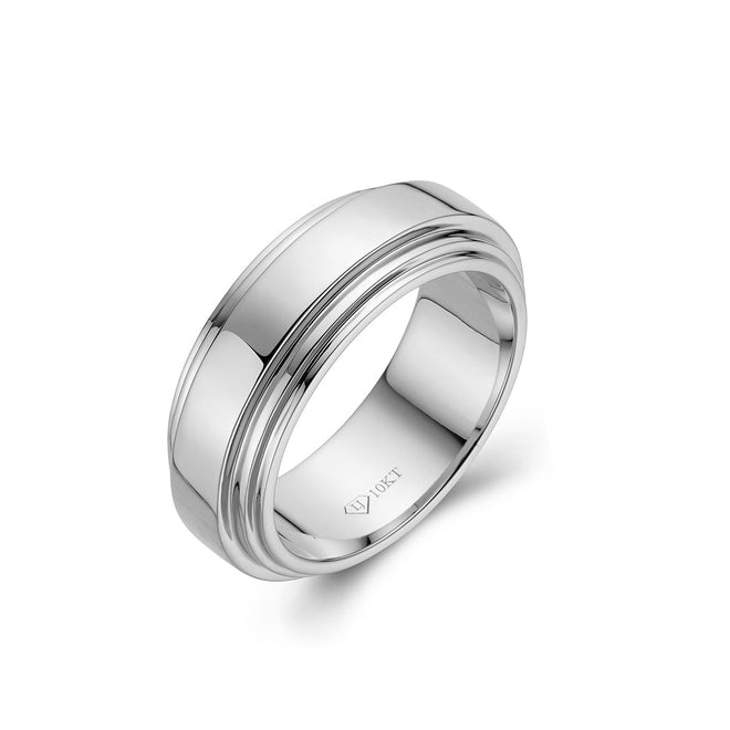 Genuine Gold Mens Ridged Wedding Band-ring-lirysjewelry