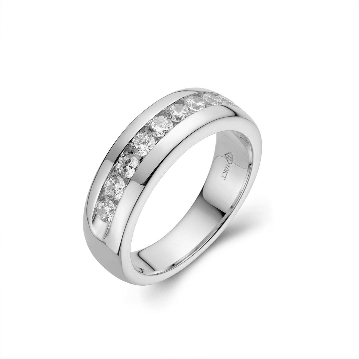 Men's Sterling Silver Channel-Set CZ good Band Ring - size 10