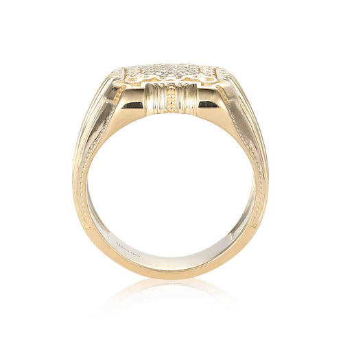 Diamond Signet Ring With Pattern Border